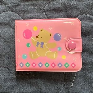 Sanrio Tweedle Dee Dee Bear Vinyl Wallet 1989 Vintage Pink Hearts Flowers Bubble